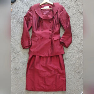 B. Michael New York 100% Silk 2 Piece Matching Skirtsuit Skirt & Jacket Suit 10